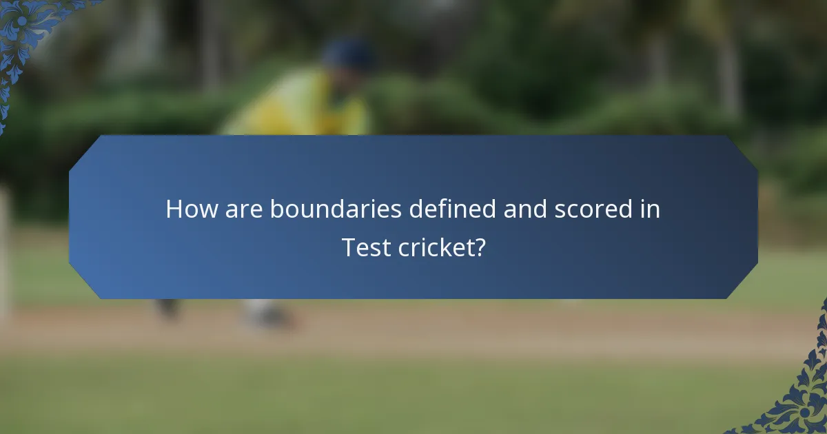 How are boundaries defined and scored in Test cricket?
