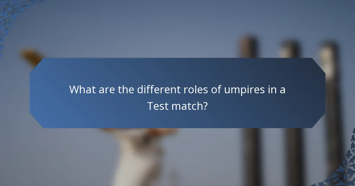 What are the different roles of umpires in a Test match?