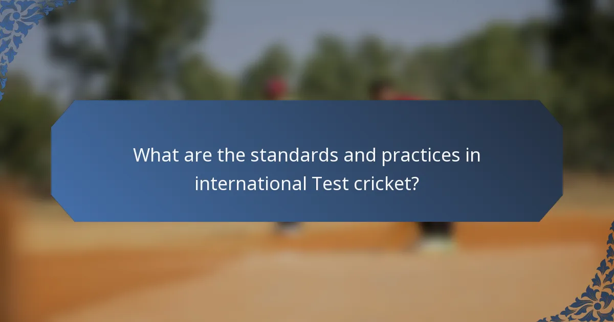 What are the standards and practices in international Test cricket?
